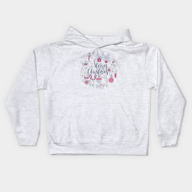 merry christmas Kids Hoodie by Favete